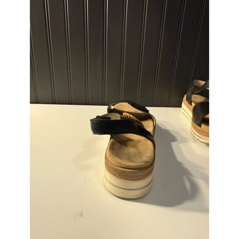 Remonte leather shoes sandles black leather with white platform sides